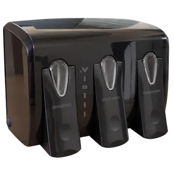 Triple - Shampoo,Body Wash and Conditioner Dispenser  175ml x3 - (Black)